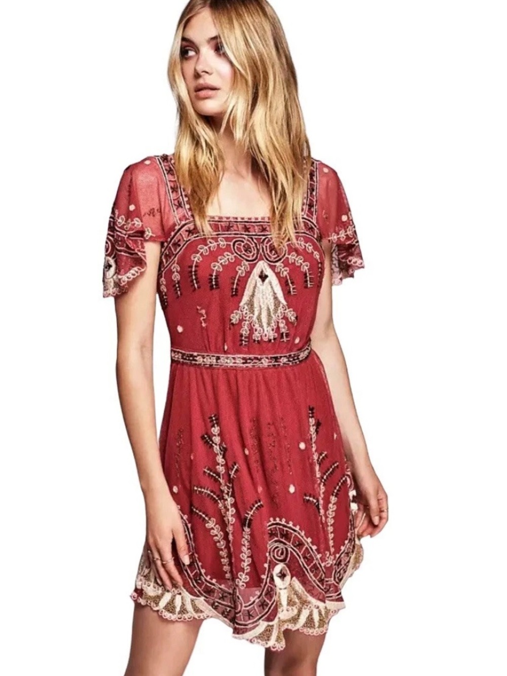 Free People Notting Hill Embroidered Beaded Dress
